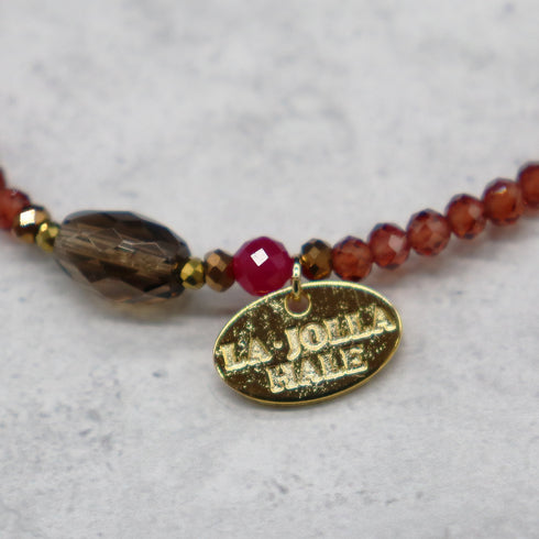 【・MA・YO・KE・】スモーキークォーツ×ガーネット×人工ルビー ブレスレット