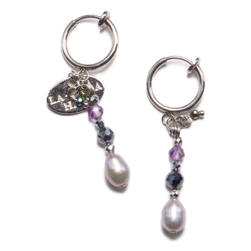 【Mermaid Teardrops】パール×ピンクアメシスト×テラヘルツ鉱石 イヤリング