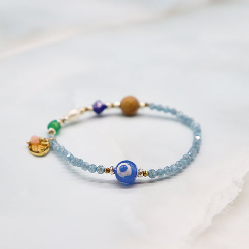 【星空碎片】三眼天珠×青金石×锆石×硅化木手链