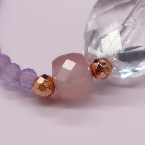 【Moon Lady Amethyst】ピンクアメシスト×水晶×ローズクォーツ×トパーズ リング
