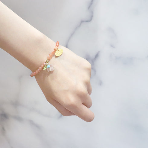 【Green Light Sunshine】ペリドット×サンストーン×ローズクォーツ ブレスレット