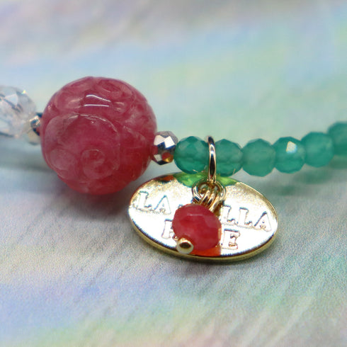 【ONLINE SHOP限定】【CLEAN UP】天地天珠×グリーンアゲート×ロードナイトシリカ ブレスレット