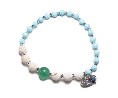 【对斋浦尔的渴望】绿东陵玉×菱镁矿绿松石手链