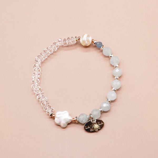 【深海派对】水波纹天珠 x 海蓝宝石 x 水晶 x 珍珠手链