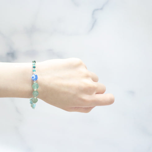 【Longing for Jaipur】三眼天珠×グリーンアベンチュリン×クリソコラ ブレスレット