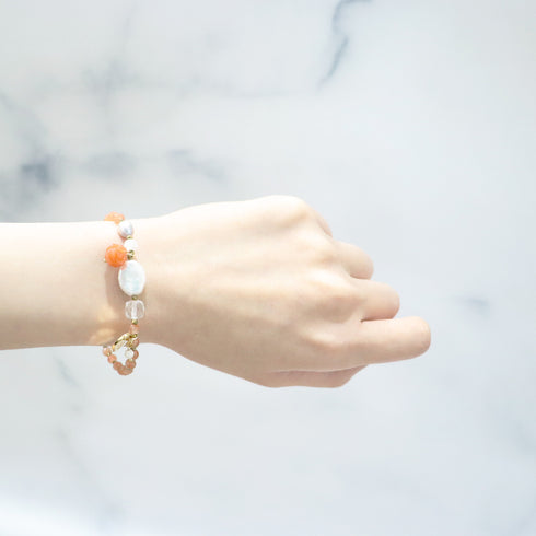 【ONLINE SHOP限定】【Longing for Jaipur】虎牙天珠×オレンジヘマタイト×レッドアンバー ブレスレット