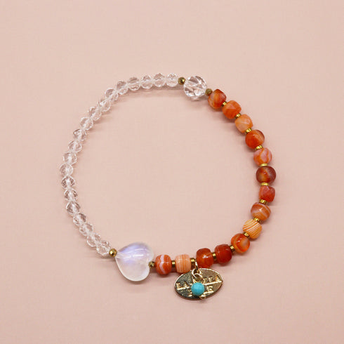 【Shining Like Stardust】水晶×カーネリアン×ムーンストーン ブレスレット