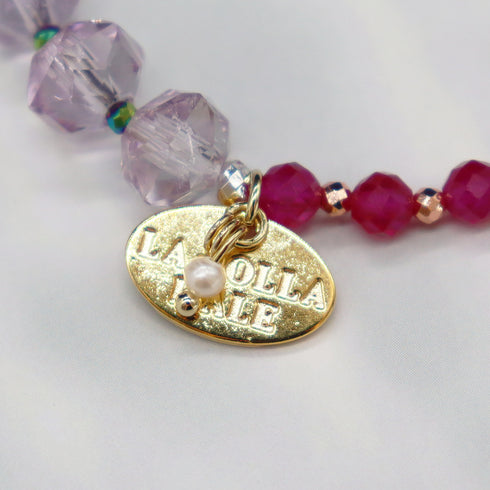 宝瓶天珠 x 粉色紫水晶 x 人造红宝石手链