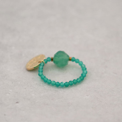 绿色东陵玉和绿色玛瑙戒指