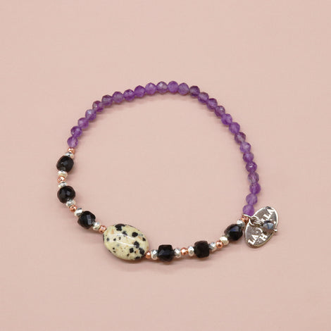 【月亮女神紫水晶】紫水晶 x 达尔马提亚碧玉 x 缟玛瑙手链