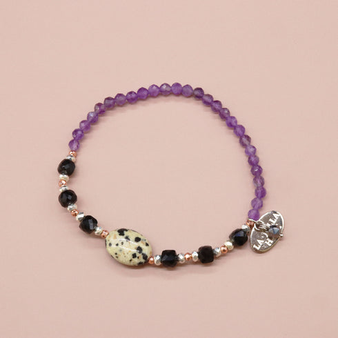 【Moon Lady Amethyst】アメシスト×ダルメシアンジャスパー×オニキス ブレスレット