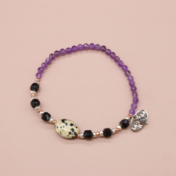 【Moon Lady Amethyst】アメシスト×ダルメシアンジャスパー×オニキス ブレスレット