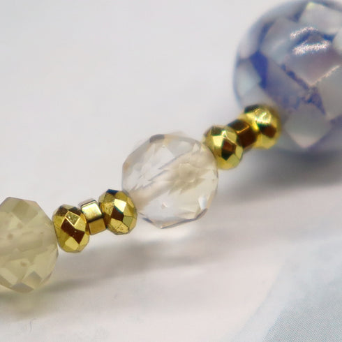 【Starry Sky Fragment】ラピスラズリ×プレスレシェル×シトリン×ジルコニア ブレスレット