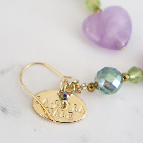 【Green Light Sunshine】ラベンダーアメシスト×ペリドット×グリーンアクアオーラ ピアス