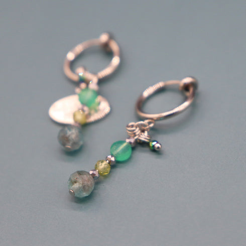 【绿光阳光】橄榄石 x 磷灰石 x 绿玛瑙耳环