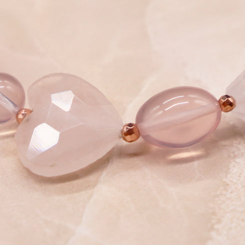 【ONLINE SHOP限定】【Blooming Pink Roses】三眼天珠×ローズクォーツ×ジルコニア ブレスレット