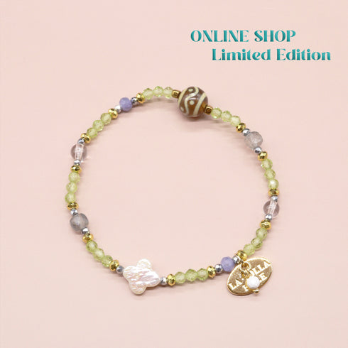【ONLINE SHOP限定】【Green Light Sunshine】三眼天珠×ペリドット×パール ブレスレット