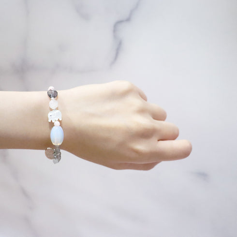 【ONLINE SHOP限定】【CLEAN UP】天地天珠×ホワイトシェル×ピンクサファイヤ ブレスレット