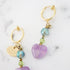 【Green Light Sunshine】ラベンダーアメシスト×ペリドット×グリーンアクアオーラ イヤリング