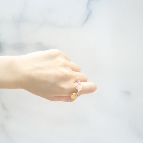 【闪耀如星尘】水晶 x 粉色贝壳 x 薰衣草紫水晶戒指