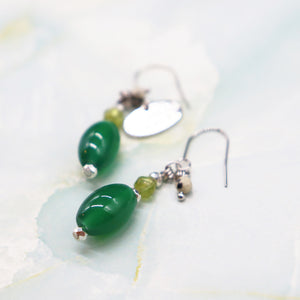 [Green Light Sunshine] Peridot x Green Agate Earrings