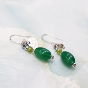 [Green Light Sunshine] Peridot x Green Agate Earrings