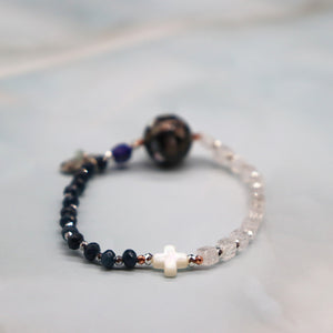 [Starry Sky Fragment] Lapis Lazuli x Pressed Shell x Cracked Quartz Bracelet