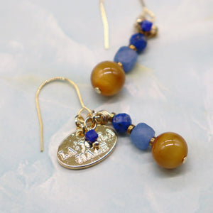 【Longing for Jaipur】ブルーアベンチュリン×タイガーアイ×ラピスラズリ ピアス