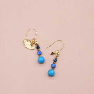 [Starry Sky Fragment] Lapis Lazuli x Magnesite Turquoise x Blue Hematite Earrings