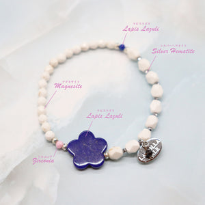 [Starry Sky Fragment] Lapis Lazuli x Magnesite x Zirconia Bracelet