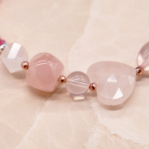 【ONLINE SHOP限定】【Blooming Pink Roses】三眼天珠×ローズクォーツ×ジルコニア ブレスレット