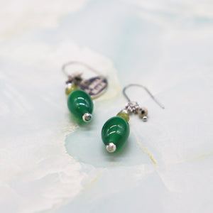 [Green Light Sunshine] Peridot x Green Agate Earrings