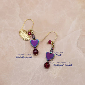 【Open the Jewelry Box!】ロードライトガーネット×アイオライト×マルチカラーヘマタイト ピアス