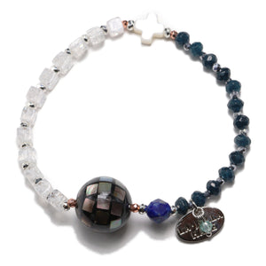 [Starry Sky Fragment] Lapis Lazuli x Pressed Shell x Cracked Quartz Bracelet