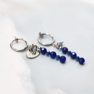 [Starry Sky Fragment] Lapis Lazuli x Zirconia Earrings