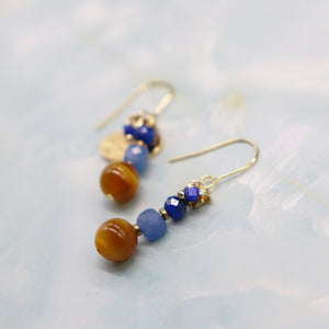 【Longing for Jaipur】ブルーアベンチュリン×タイガーアイ×ラピスラズリ ピアス