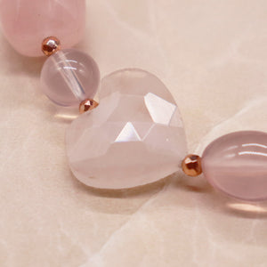 【ONLINE SHOP限定】【Blooming Pink Roses】三眼天珠×ローズクォーツ×ジルコニア ブレスレット