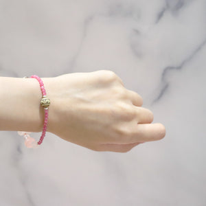 【ONLINE SHOP限定】【Blooming Pink Roses】三眼天珠×ローズクォーツ×ジルコニア ブレスレット