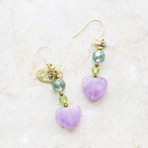 【Green Light Sunshine】ラベンダーアメシスト×ペリドット×グリーンアクアオーラ ピアス