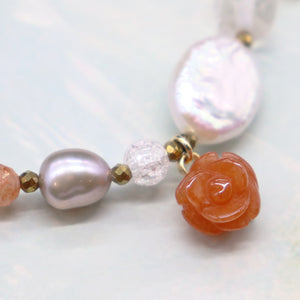 【ONLINE SHOP exclusive】【Longing for Jaipur】Tiger Tooth Dzi Bead x Orange Aventurine x Red Amber Bracelet