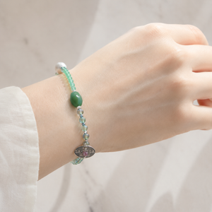 [Longing for Jaipur] Green Aventurine x Green Aqua Aura x Pearl Bracelet
