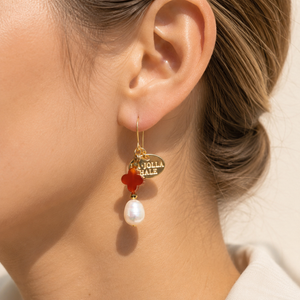 カーネリアン×バロックパール ピアス