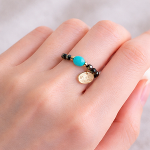 [Be Loved Turquoise] Kingman Turquoise x Onyx x Black Spinel Ring