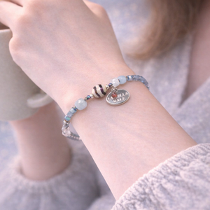 [Deep Sea Party] Water Ripple Dzi Bead x Aquamarine x Labradorite Bracelet