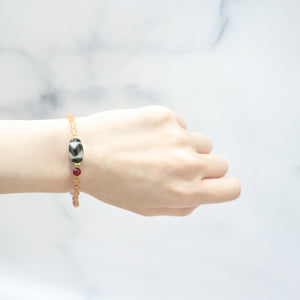 【ONLINE SHOP exclusive】【Longing for Jaipur】Tiger Tooth Dzi Bead x Orange Aventurine x Red Amber Bracelet