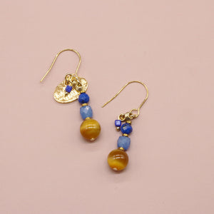 【Longing for Jaipur】ブルーアベンチュリン×タイガーアイ×ラピスラズリ ピアス