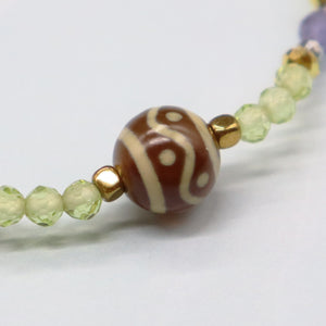 [ONLINE SHOP Exclusive] [Green Light Sunshine] Three-Eyed Dzi Bead x Peridot x Pearl Bracelet
