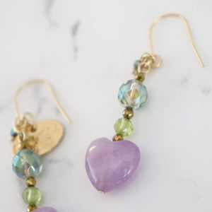 【Green Light Sunshine】ラベンダーアメシスト×ペリドット×グリーンアクアオーラ ピアス