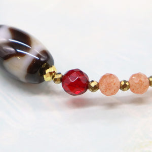 【ONLINE SHOP exclusive】【Longing for Jaipur】Tiger Tooth Dzi Bead x Orange Aventurine x Red Amber Bracelet