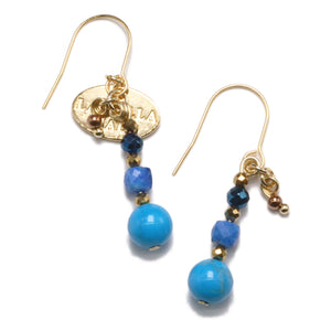 [Starry Sky Fragment] Lapis Lazuli x Magnesite Turquoise x Blue Hematite Earrings